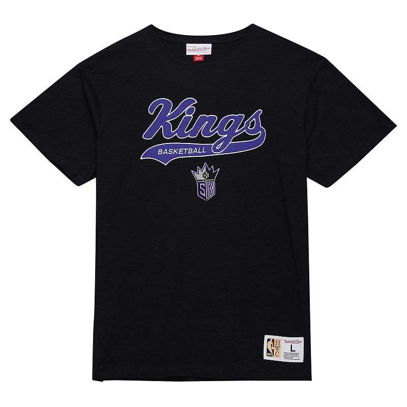 T-shirt noir à appliqués en feutre Hardwood Classics pour homme Mitchell & Ness Sacramento Kings