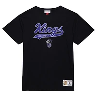T-shirt noir à appliqués en feutre Hardwood Classics pour homme Mitchell & Ness Sacramento Kings