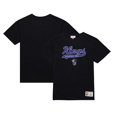 Men's Mitchell & Ness Black Sacramento Kings Hardwood Classics Felt Applique Slub T-Shirt