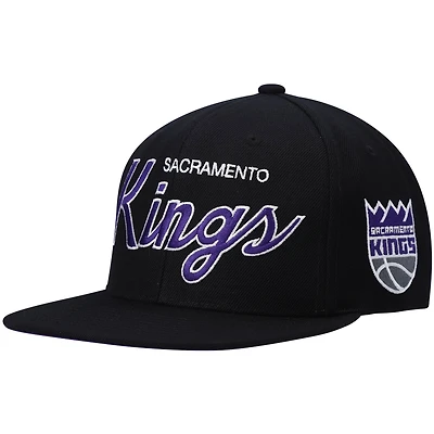 Casquette snapback Mitchell & Ness noire Sacramento Kings Hardwood Classics Script 2.0 pour homme