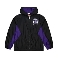 Men's Mitchell & Ness Black Sacramento Kings Playmaker Full-Zip Hooded Windbreaker Jacket