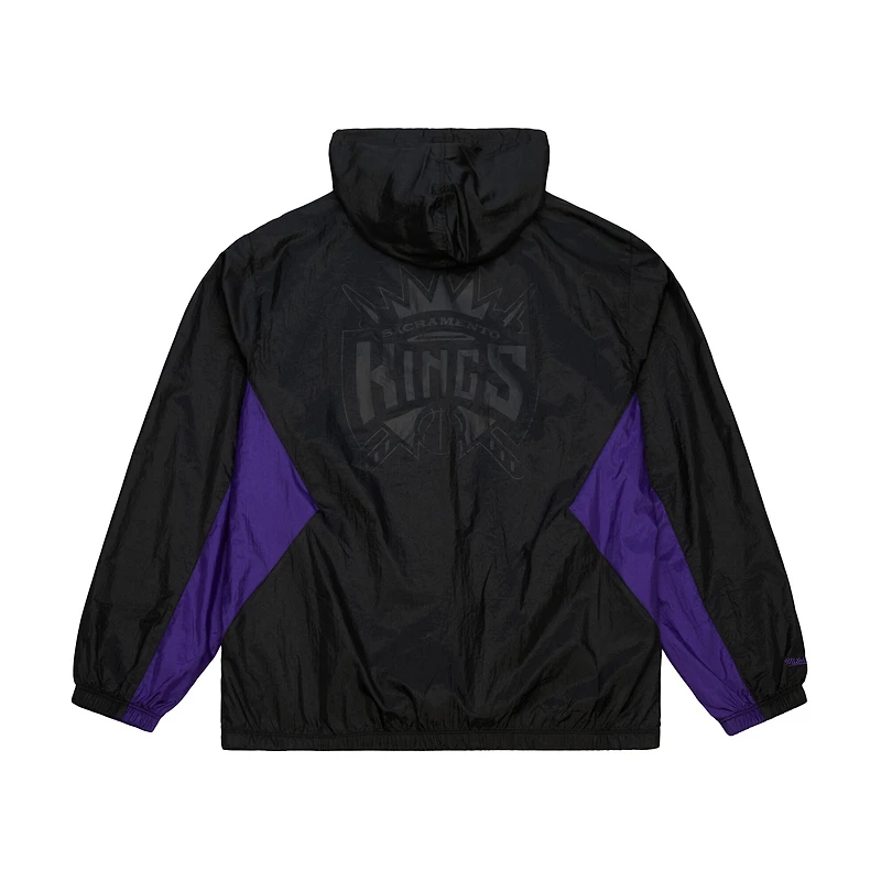 Men's Mitchell & Ness Black Sacramento Kings Playmaker Full-Zip Hooded Windbreaker Jacket