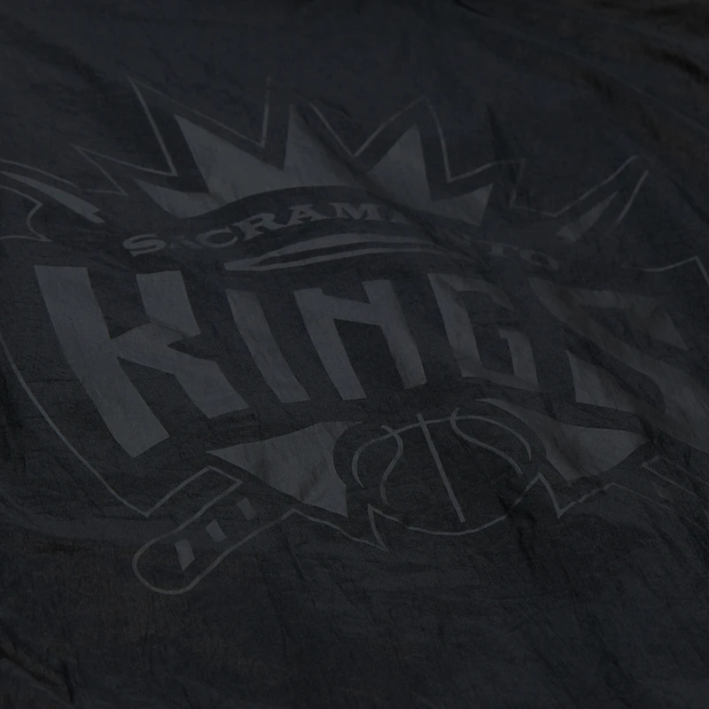 Men's Mitchell & Ness Black Sacramento Kings Playmaker Full-Zip Hooded Windbreaker Jacket
