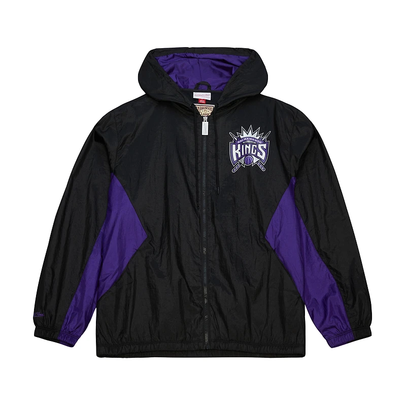 Veste coupe-vent entièrement zippée noire Mitchell & Ness Sacramento Kings Playmaker pour homme
