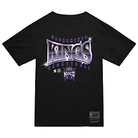 T-shirt noir phosphorescent Mitchell & Ness pour homme, collection mondiale des Sacramento Kings