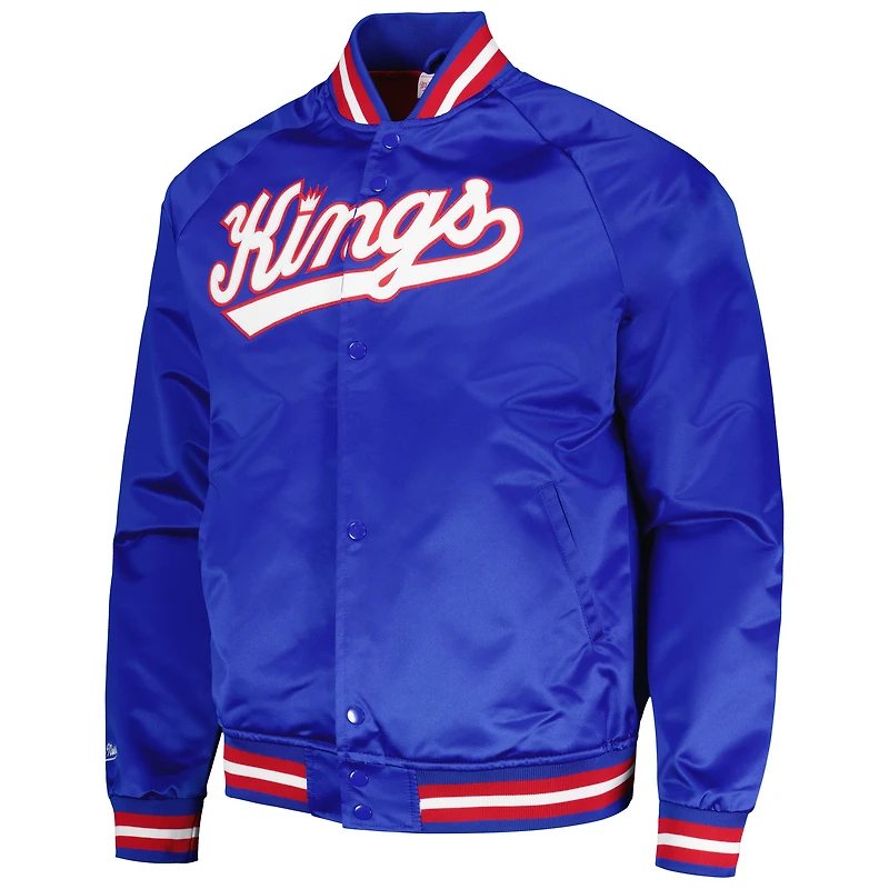Veste bleue Mitchell & Ness Sacramento Kings Hardwood Classics Throwback Wordmark Raglan Full-Snap pour hommes
