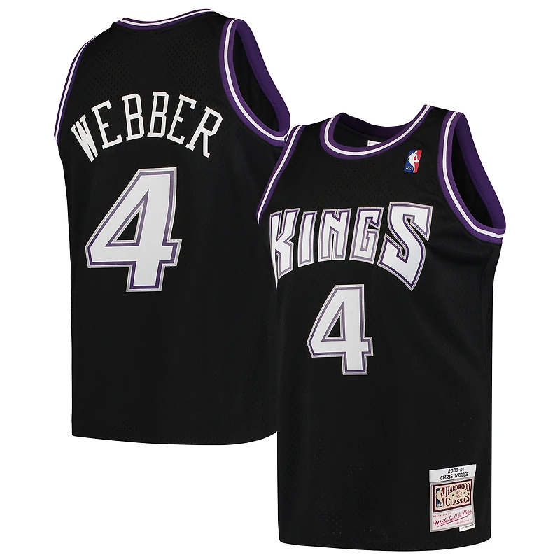 Maillot Swingman Mitchell & Ness Chris Webber pour hommes, noir, Sacramento Kings, 2000/01, Hardwood Classics