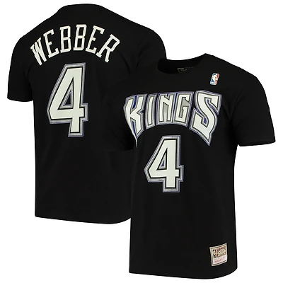 T-shirt noir avec nom et numéro de l'équipe Mitchell & Ness Chris Webber des Sacramento Kings Hardwood Classics pour hommes