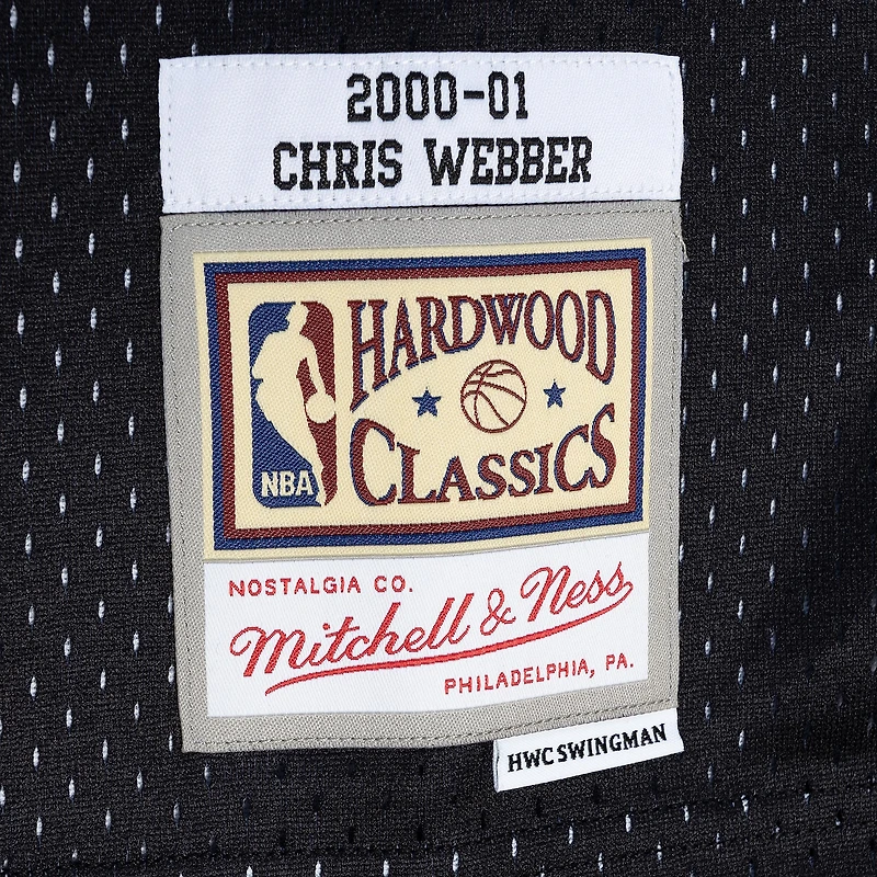 Men's Mitchell & Ness Chris Webber Purple/Black Sacramento Kings Hardwood Classics 2000/01 Split Swingman Jersey
