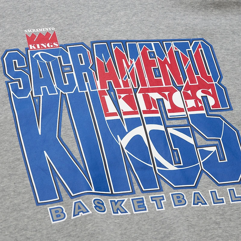 Sweat-shirt à capuche All Over 4.0 gris chiné pour homme des Sacramento Kings de Mitchell & Ness Hardwood Classics