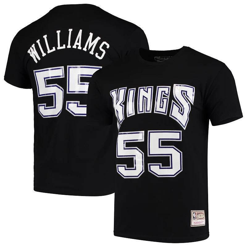 Men's Mitchell & Ness Jason Williams Black Sacramento Kings Hardwood Classics Team Name Number T-Shirt