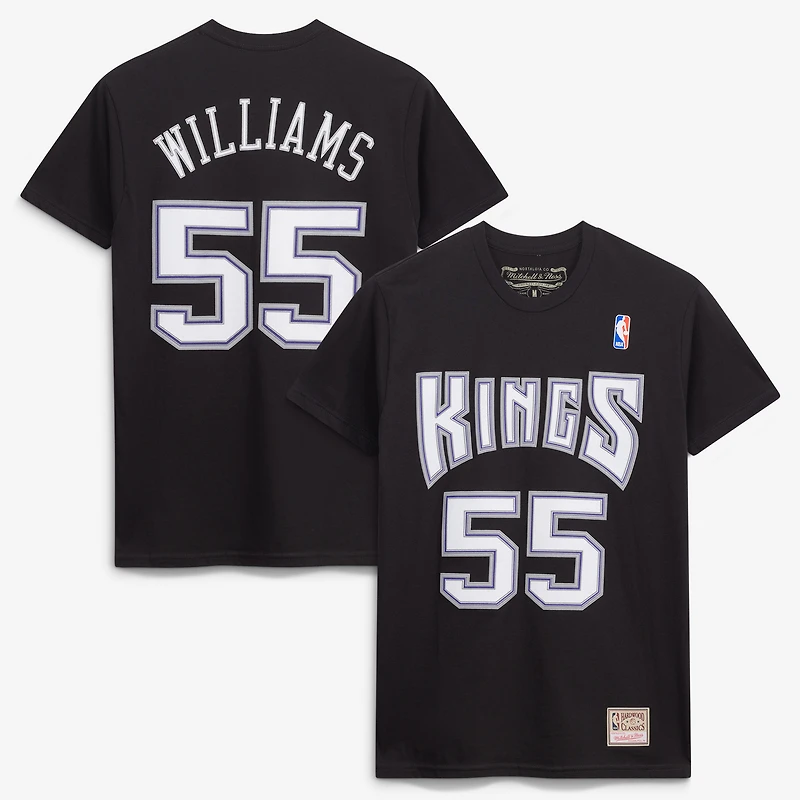 T-shirt noir avec nom et numéro de l'équipe Mitchell & Ness Jason Williams des Sacramento Kings Hardwood Classics pour hommes