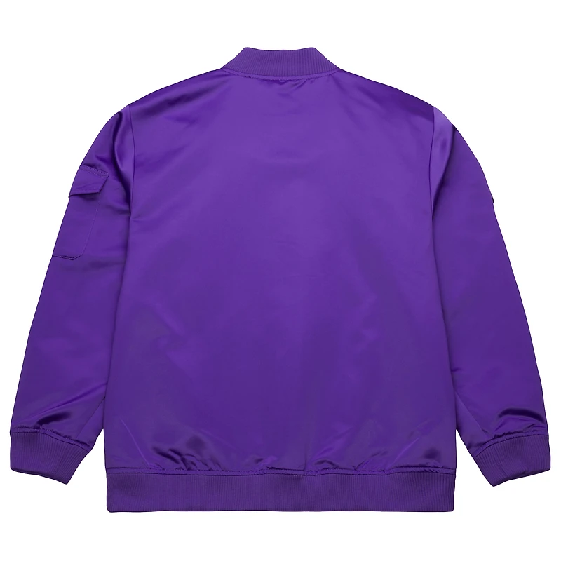 Men's Mitchell & Ness Purple Sacramento Kings Hardwood Classics Nights Team Leader Satin Full-Zip Jacket