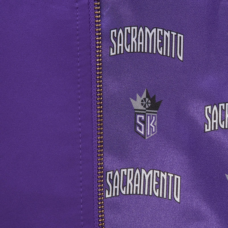 Men's Mitchell & Ness Purple Sacramento Kings Hardwood Classics Nights Team Leader Satin Full-Zip Jacket
