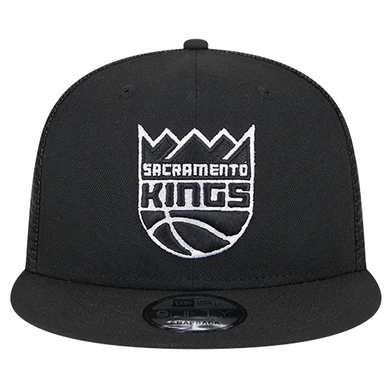 Casquette de camionneur à visière noire New Era Sacramento Kings 9FIFTY pour homme