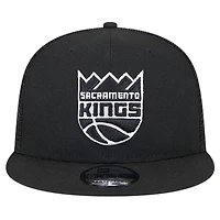 Casquette de camionneur à visière noire New Era Sacramento Kings 9FIFTY pour homme
