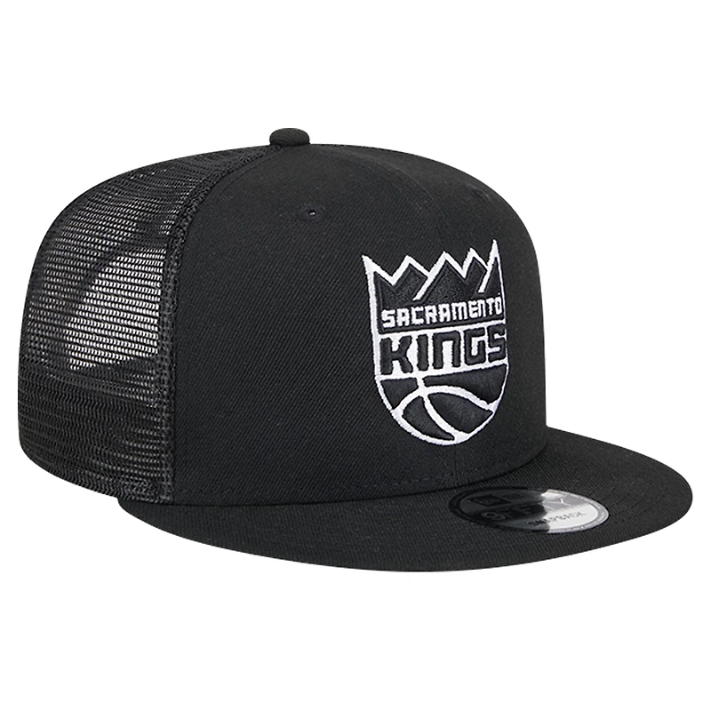 Casquette de camionneur à visière noire New Era Sacramento Kings 9FIFTY pour homme