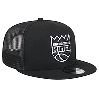 Casquette de camionneur à visière noire New Era Sacramento Kings 9FIFTY pour homme