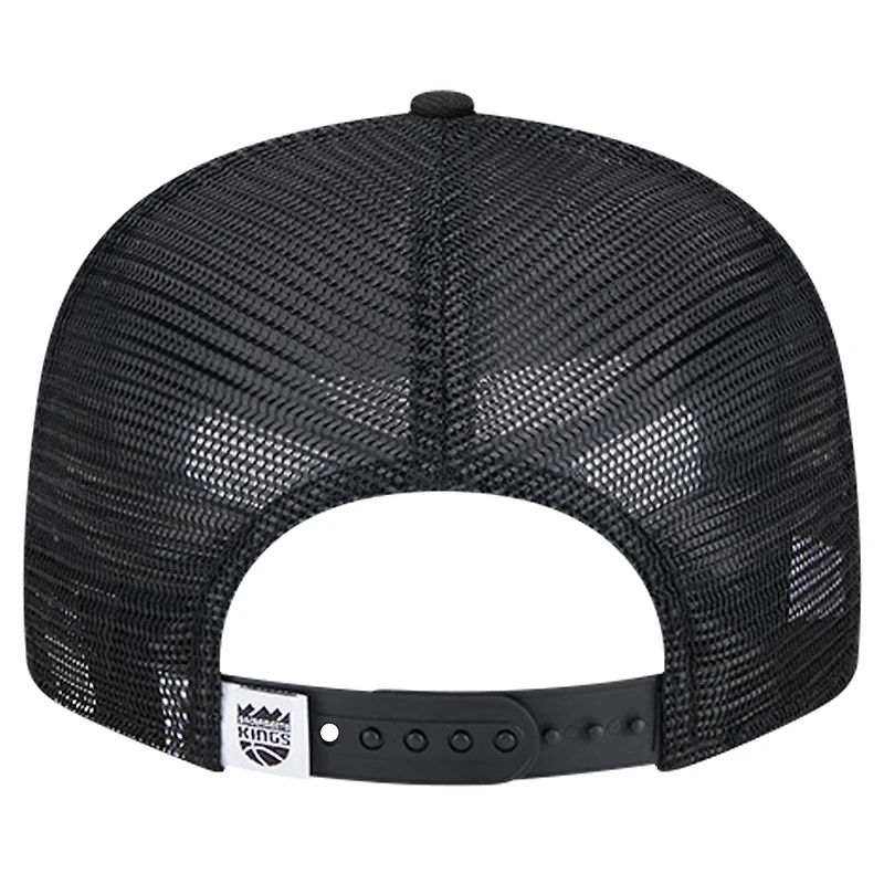 Casquette de camionneur à visière noire New Era Sacramento Kings 9FIFTY pour homme