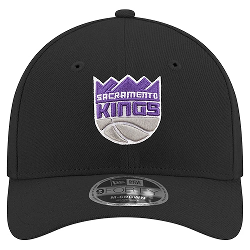 Men's New Era Black Sacramento Kings 9FORTY Stock M-Crown Adjustable Hat