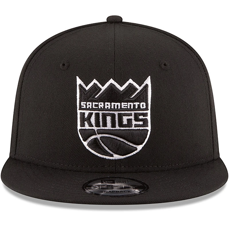 Casquette New Era 9FIFTY ajustable pour homme, logo noir et blanc des Sacramento Kings