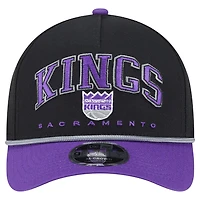 Men's New Era  Black Sacramento Kings Bold Arch 9FORTY A-Frame M-Crown Adjustable Hat