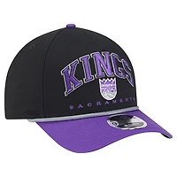 Men's New Era  Black Sacramento Kings Bold Arch COOLERA 9FORTY A-Frame M-Crown Adjustable Hat