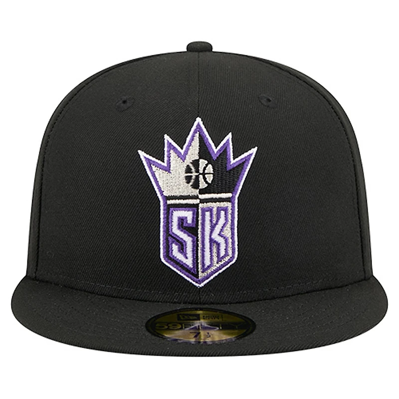 Casquette ajustée New Era 59FIFTY pour homme, logo Sacramento Kings noir