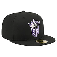 Men's New Era  Black Sacramento Kings Core Logo 59FIFTY Fitted Hat