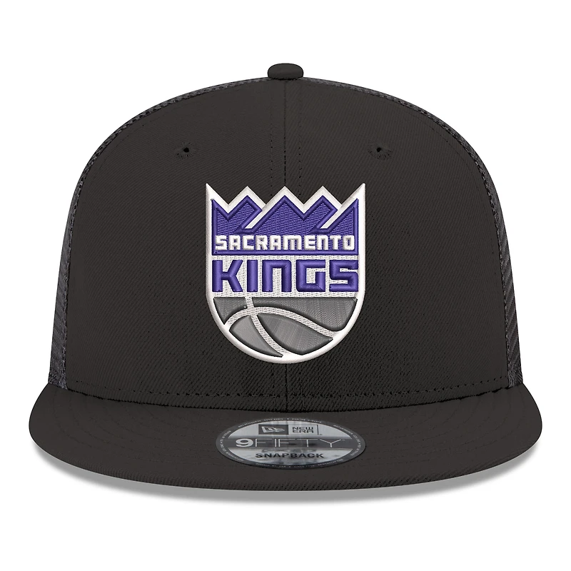 Casquette snapback New Era 9FIFTY noire Sacramento Kings Core Logo Meshback pour homme