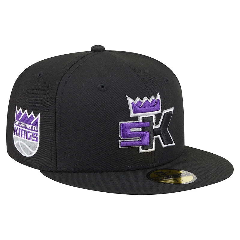 Casquette ajustée New Era noire Sacramento Kings Deceptor 59FIFTY pour homme