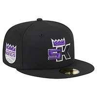 Casquette ajustée New Era noire Sacramento Kings Deceptor 59FIFTY pour homme