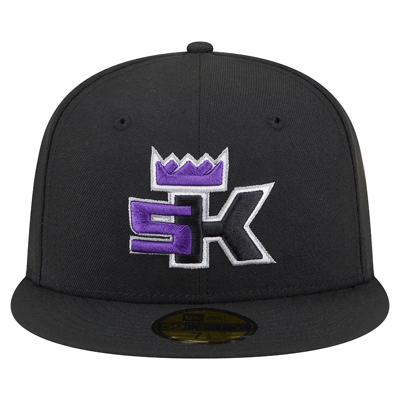 Men's New Era  Black Sacramento Kings Deceptor 59FIFTY Fitted Hat