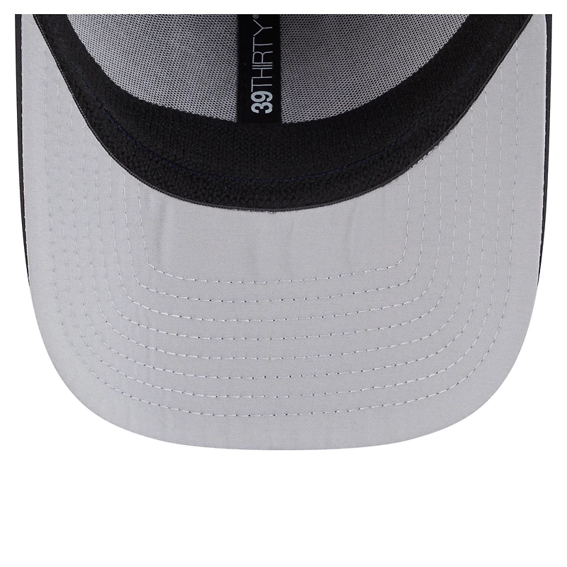Men's New Era Black Sacramento Kings Featherweight Poly Rope Flex 39Thirty Hat