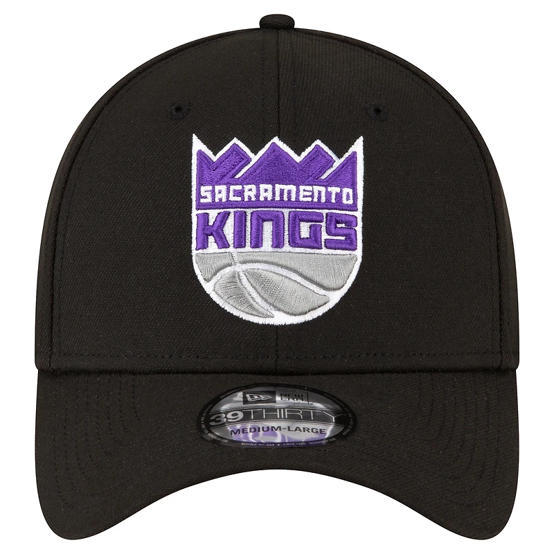 Men's New Era Black Sacramento Kings Logo 39THIRTY Flex Hat