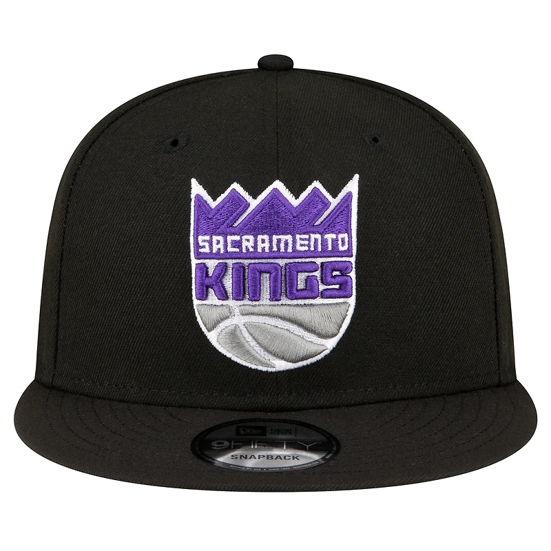 Men's New Era Black Sacramento Kings Official Team Color 9FIFTY Snapback Hat