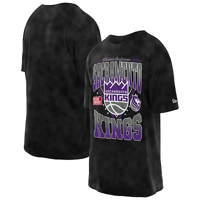 T-shirt New Era noir délavé vintage Sacramento Kings Old School Sport pour homme