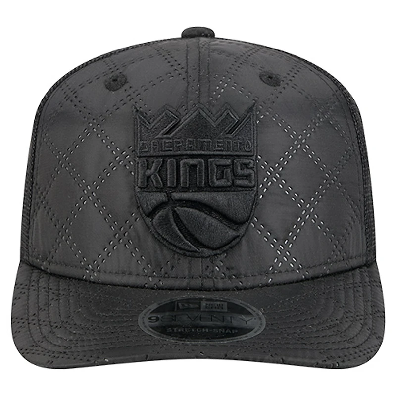 Casquette ajustable matelassée 9SEVENTY Trucker noire New Era pour homme des Sacramento Kings