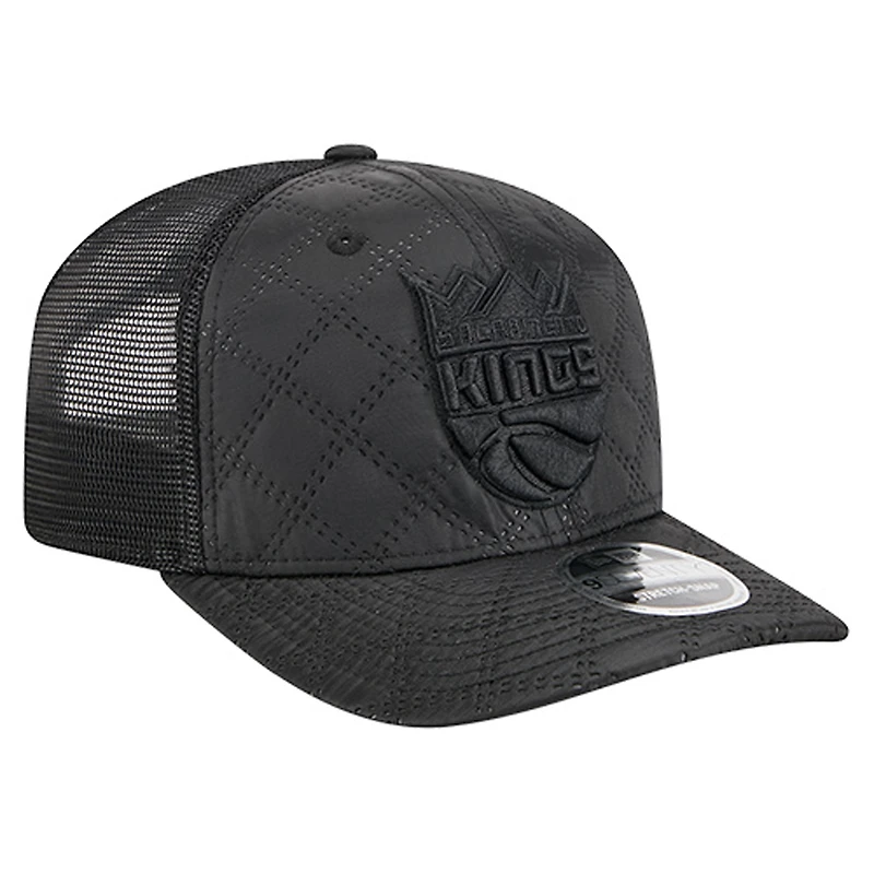 Casquette ajustable matelassée 9SEVENTY Trucker noire New Era pour homme des Sacramento Kings