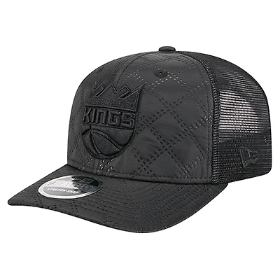 Men's New Era  Black Sacramento Kings Quilted 9SEVENTY Trucker Adjustable Hat