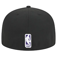 Men's New Era Black Sacramento Kings Sport Night Script Sided 59FIFTY Fitted Hat