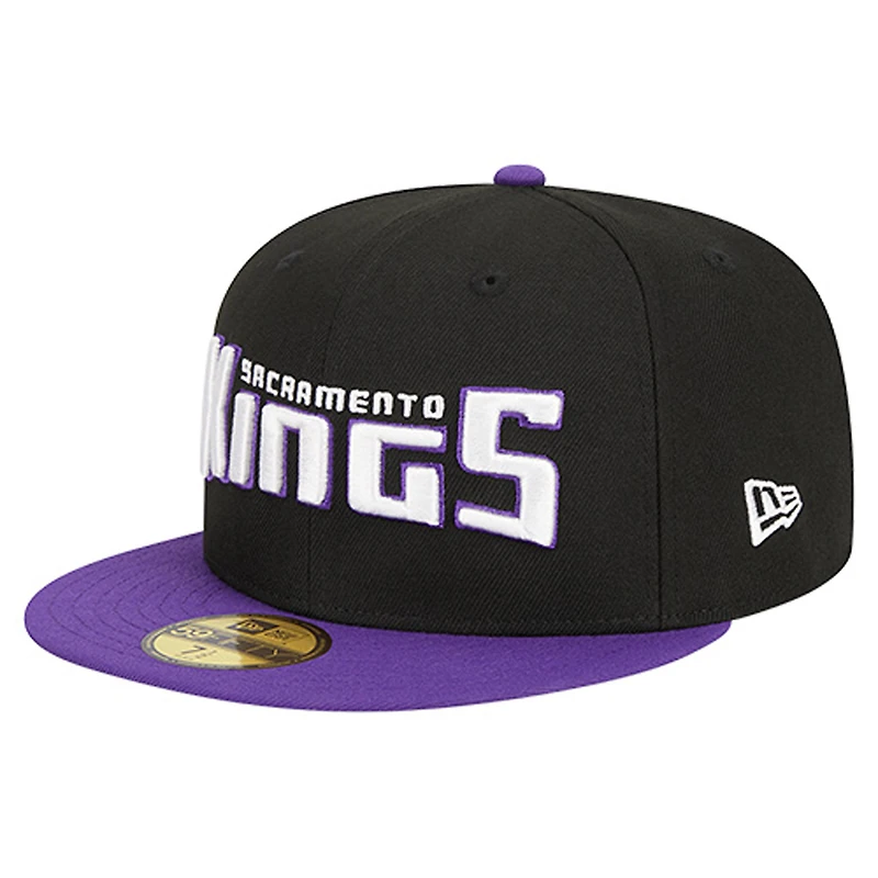 Men's New Era  Black Sacramento Kings Statement Edition Jersey Hook 59Fifty Fitted Hat