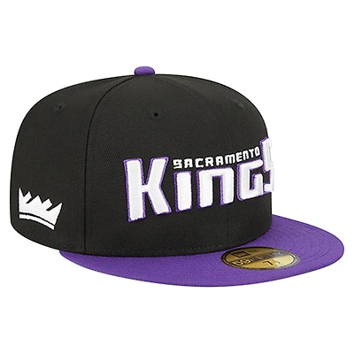 Men's New Era  Black Sacramento Kings Statement Edition Jersey Hook 59Fifty Fitted Hat