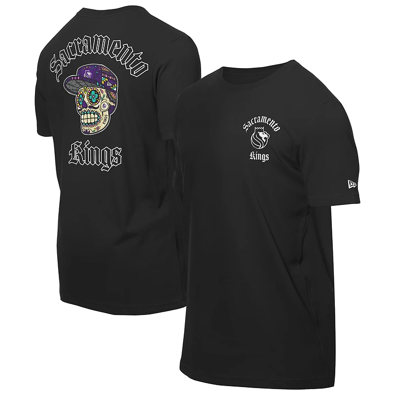 T-shirt noir New Era pour homme avec motif Sugar Skulls des Sacramento Kings