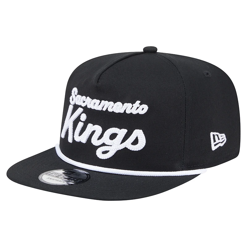 Casquette snapback noire New Era pour homme avec texte de l'équipe des Sacramento Kings