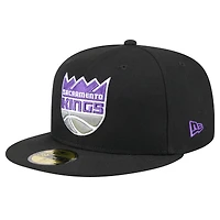 Casquette ajustée noire New Era Sacramento Kings Throwback Pennant 59FIFTY pour homme