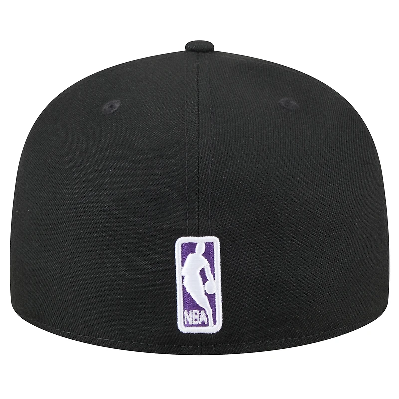 Casquette ajustée noire New Era Sacramento Kings Throwback Pennant 59FIFTY pour homme