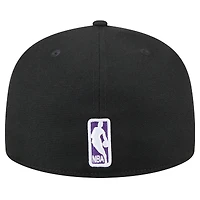 Casquette ajustée noire New Era Sacramento Kings Throwback Pennant 59FIFTY pour homme