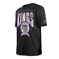 T-shirt New Era noir pour homme, style boxy, délavé minéral, rétro des Sacramento Kings