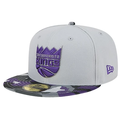 Casquette ajustée 59FIFTY Active Color Camo Visor des Sacramento Kings New Era pour hommes, gris
